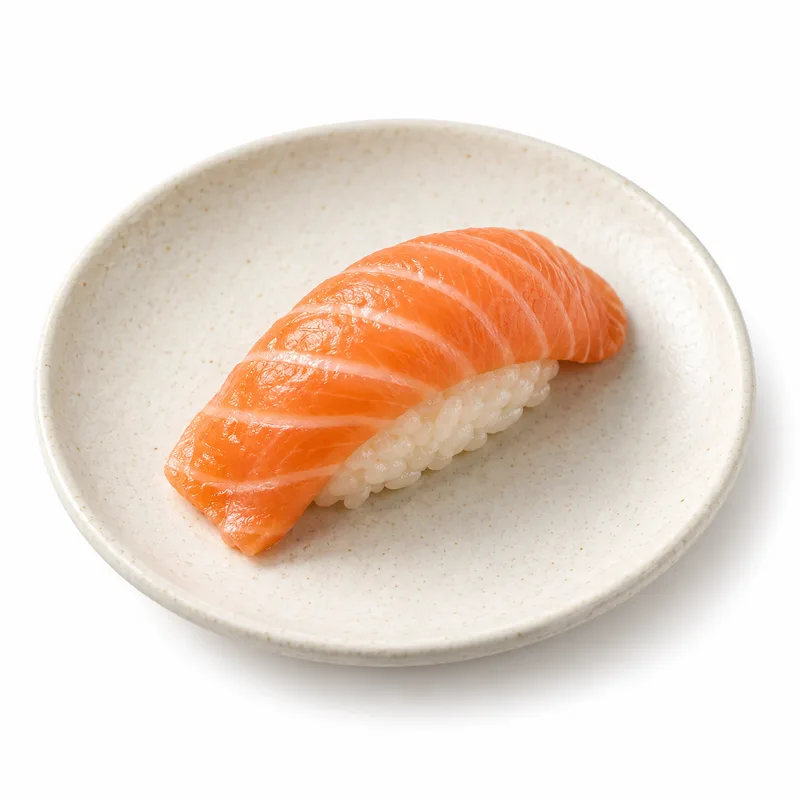 Nigiri de salmão em uma composição branca